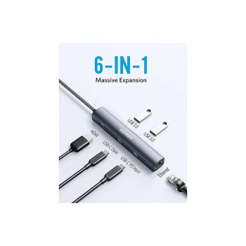 Anker USB C Hub, PowerExpand 6-in-1 USB C PD Ethernet Hub un Gray